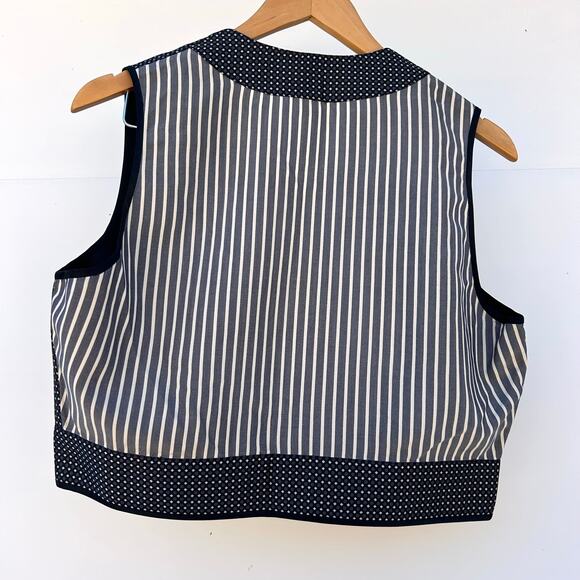 Vintage Emanuel Ungaro Polka Dot Striped Silk Vest 10/44 Top Cropped Preppy - Picture 3 of 6